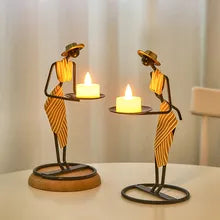 Statue art nordique bougeoir Moderne Figurines Humaines - Bougeoirs Rustiques pour Centre de Table de Mariage et Salon