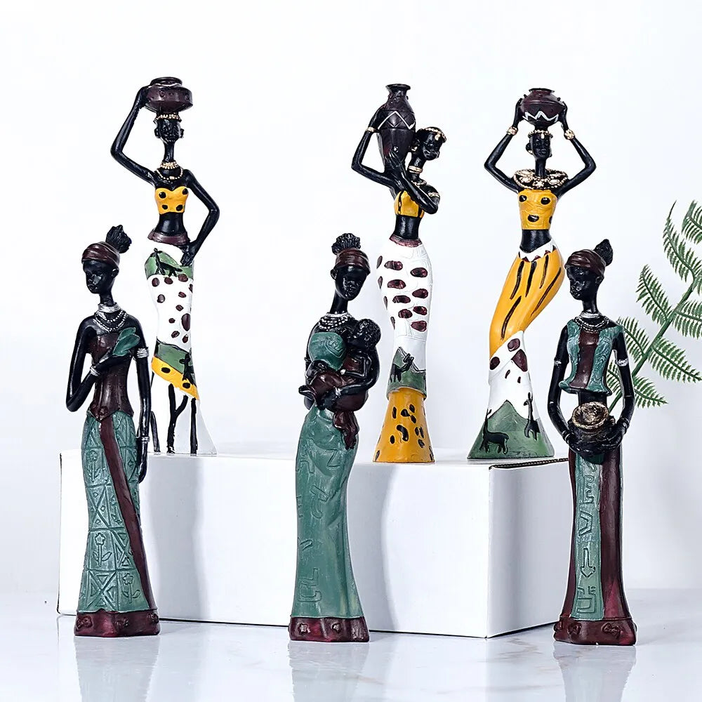 Statue décoration africaines noires en résine, ornement créatif pour l'intérieur