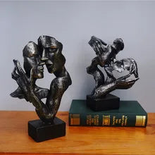 Statue Décoration Moderne - Figurine de Masque de Couple en Résine - Intérieur