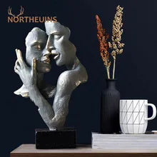 Statue Décoration Moderne - Figurine de Masque de Couple en Résine - Intérieur