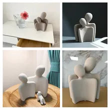 Statue nordique Moderne: Couple Abstrait en Résine - Art Moderne pour Salon et Bureau - Figurine Artistique