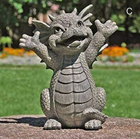 Statue LED Dragon Méditation en Résine: Sculpture Dinosaure pour Jardin, Décoration Extérieure & Intérieure