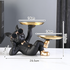 Statue majordome allongé en métal doré, bouledogue français noir, intensifications et sculptures de chien double, décoration de chambre, ornement de majordome à la maison