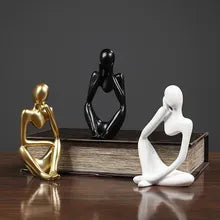 Statue nordique Penseur en Résine: Figurine Abstraite, Sculpture d'Art Moderne pour Salon et Bureau - Accessoire de Décoration Intérieure