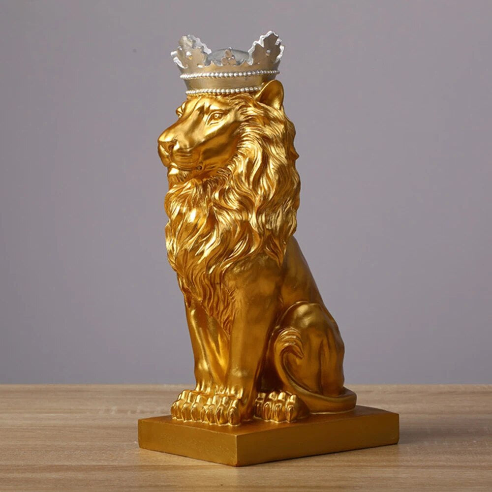 Statue Lion en Résine: Sculpture Décorative Moderne pour Bureau & Maison - Cadeau Unique Artisanal
