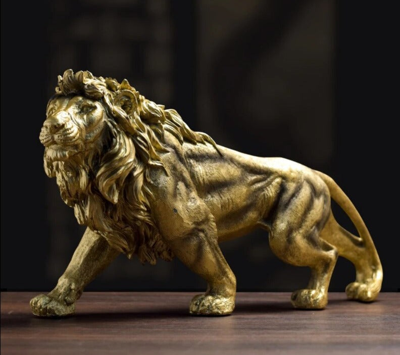 Statue de Lion en Résine: Figurine Décorative Abstraite pour Bureau, Maison - Cadeau Idéal