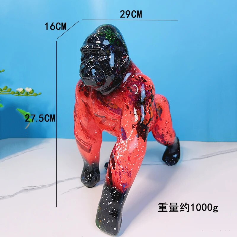 Statue de Gorille en Résine avec Flamme Ouverte: Ornements pour Salon, Entrée, Bureau et Armoire à Vin"