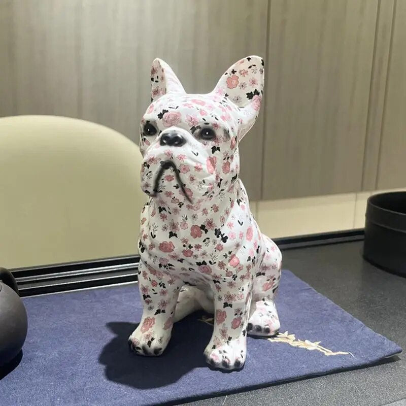 Statue De Bouledogue Français Colorée, Figurine Créative De Bouledogue Statue De Bouledogue Français Colorée, Figurine Créative De Bouledogue