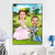 Tableau Personnalisé Couple moto - Portrait dessin animé - Cadeau Saint Valentin