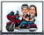 Tableau Personnalisé Couple moto - Portrait dessin animé - Cadeau Saint Valentin