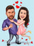 Tableau Personnalisé Couple moto - Portrait dessin animé - Cadeau Saint Valentin