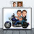 Tableau Personnalisé Couple moto - Portrait dessin animé - Cadeau Saint Valentin