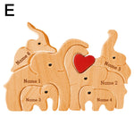 Puzzle Personnalisé Famille d'Éléphants