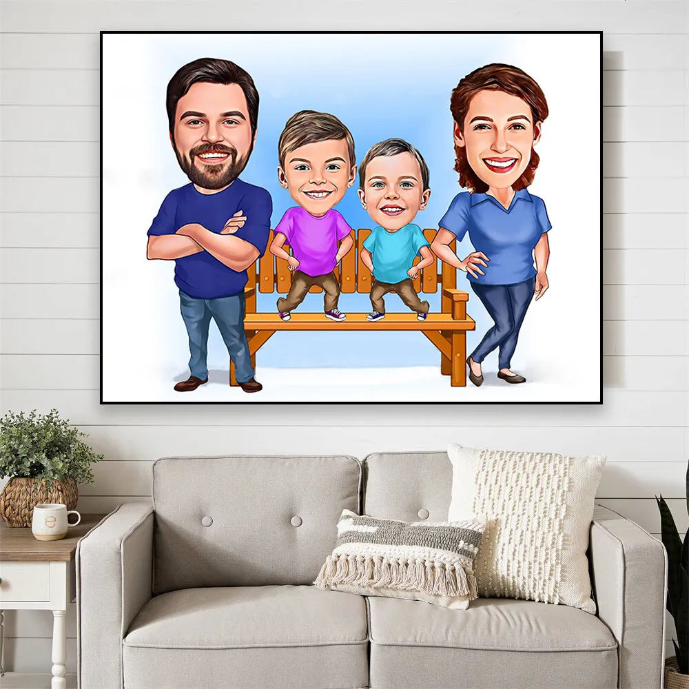 Affiche personnalisée: Votre Famille en Caricature