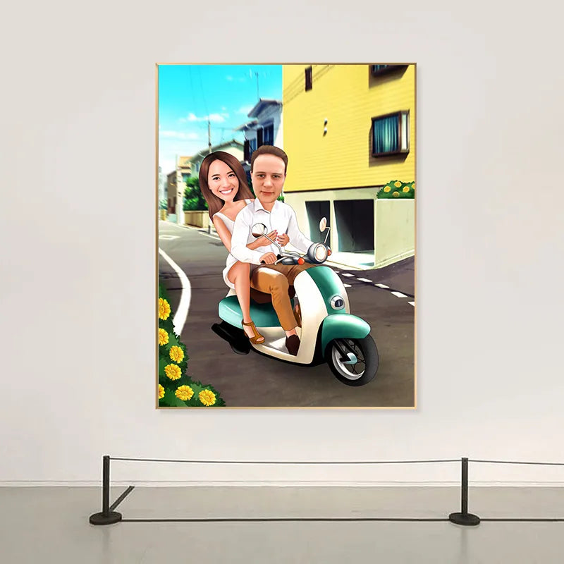 Romance d'Art: Tableau de Caricatures Personnalisé pour Couple